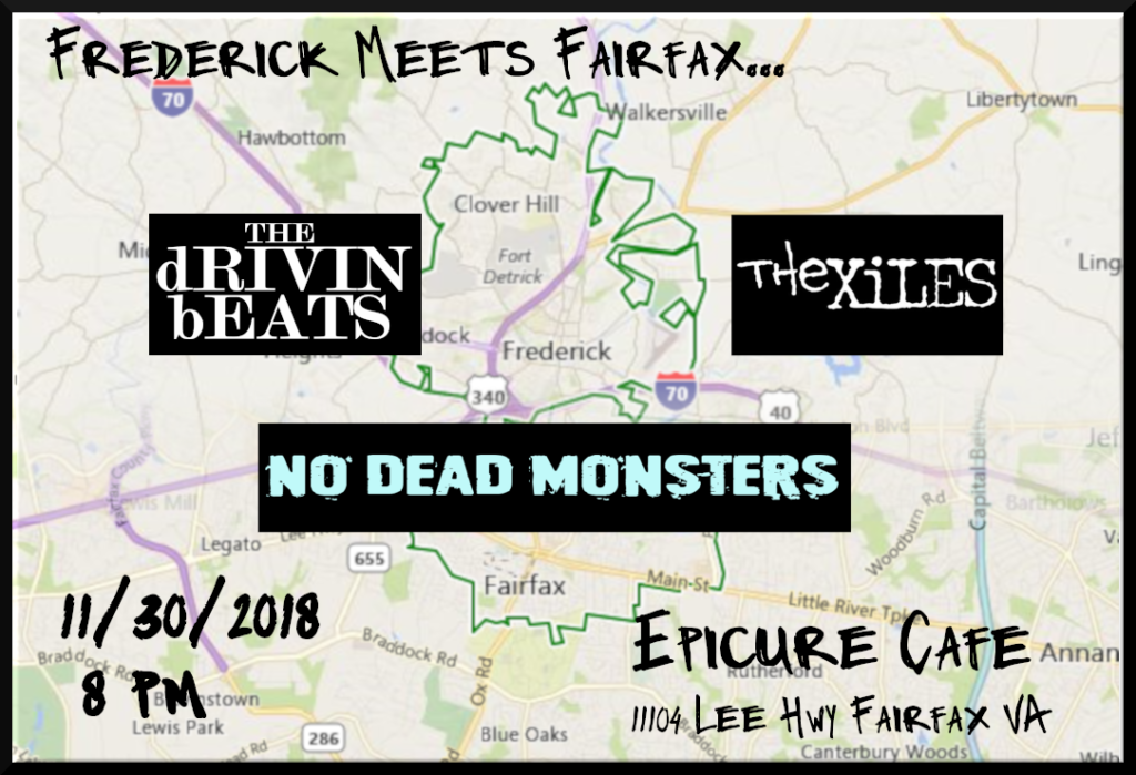 No Dead Monsters, The dRIVIN bEATS, The Xiles show flyer